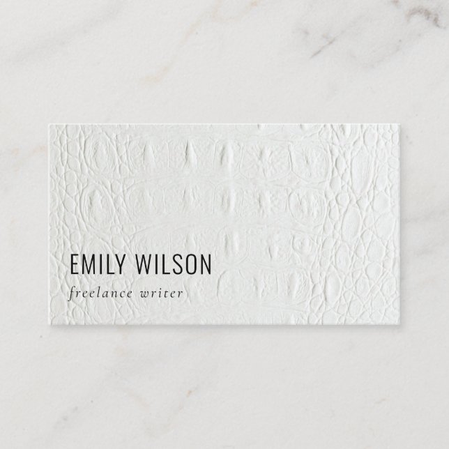 Carte De Visite Elégant Classy Simple Ivory Blanc Cuir Texture (Devant)