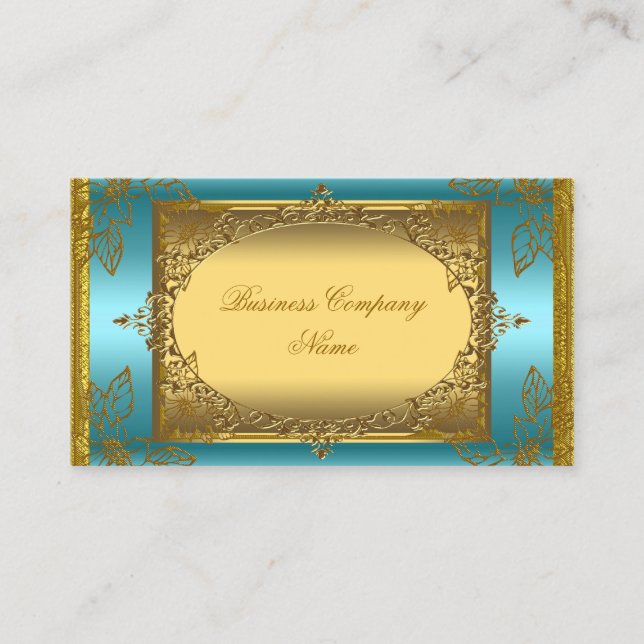 Carte De Visite Élégant Classy Turquoise Blue Gold Elite (Devant)