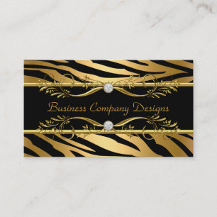 Carte De Visite Elégant Classy Zebra Gold Black Embossé Look