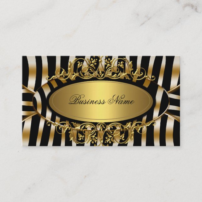 Carte De Visite Elégant Classy Zebra Sepia Gold Metal Look (Devant)