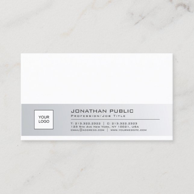 Carte De Visite Élégant Clean Company Plain avec logo professionne (Devant)