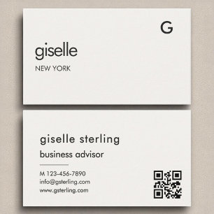 Carte De Visite Élégant code QR de luxe minimaliste Monogramme