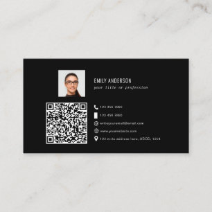Carte De Visite Élégant code QR d'entreprise photo logo de médias 