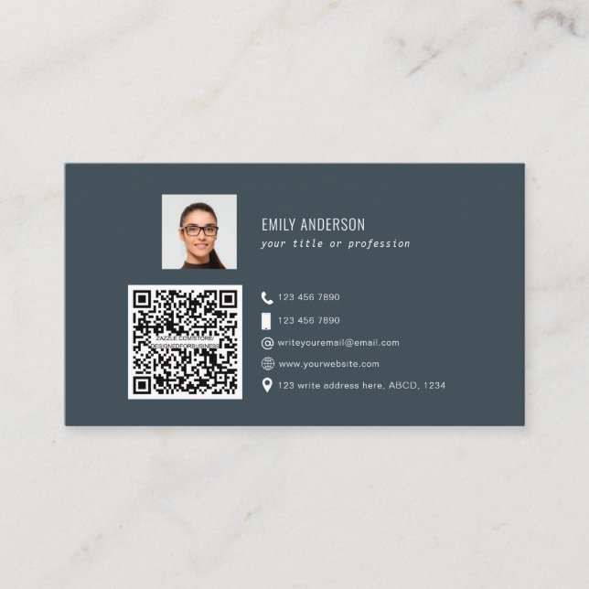 Carte De Visite Élégant code QR d'entreprise photo logo de médias  (Devant)