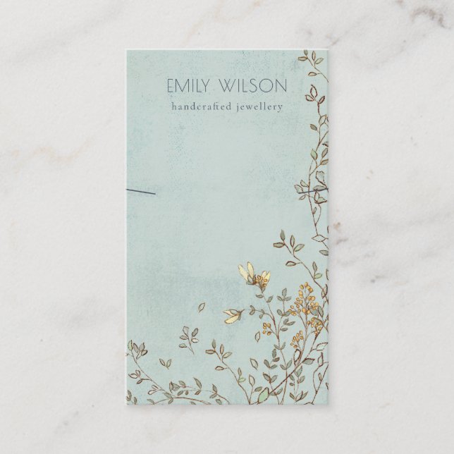 Carte De Visite Élégant collier d'aqua floral Dusky (Devant)