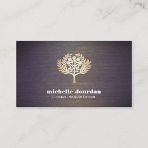 Carte De Visite Elégant concepteur intérieur Faux Gold Leaf Tree B