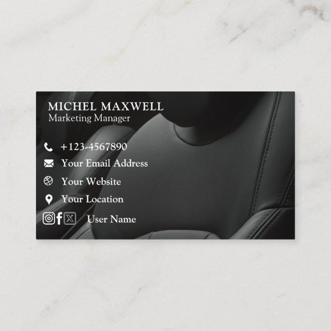 Carte De Visite Élégant concessionnaire de voitures Black Premium  (Dos)