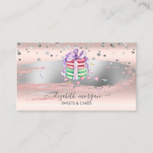 Carte De Visite Elégant Confetti, Brush Stroke, Macarons