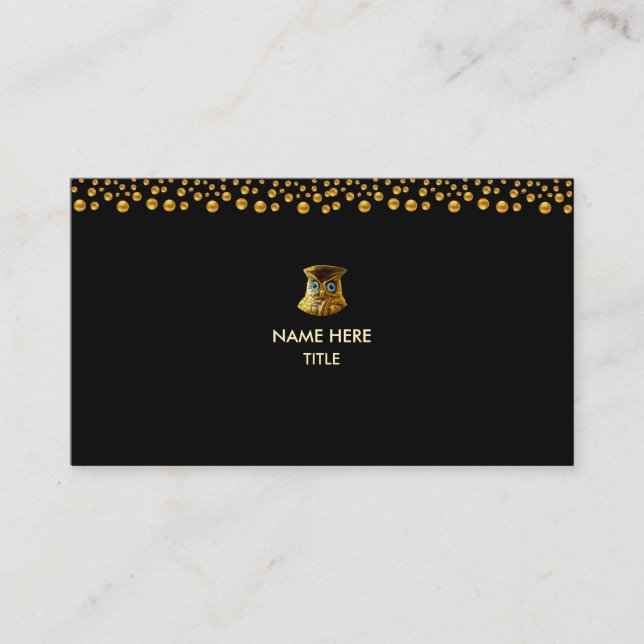 Carte De Visite Elégant Confetti d'or sur Noir (Devant)