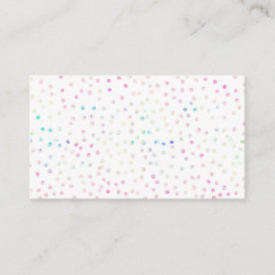 Carte De Visite Élégant Confetti Dots D'Iridescente Design Blanc