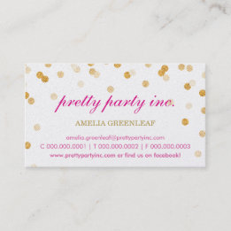 CARTE DE VISITE élégant confetti parties scintilla