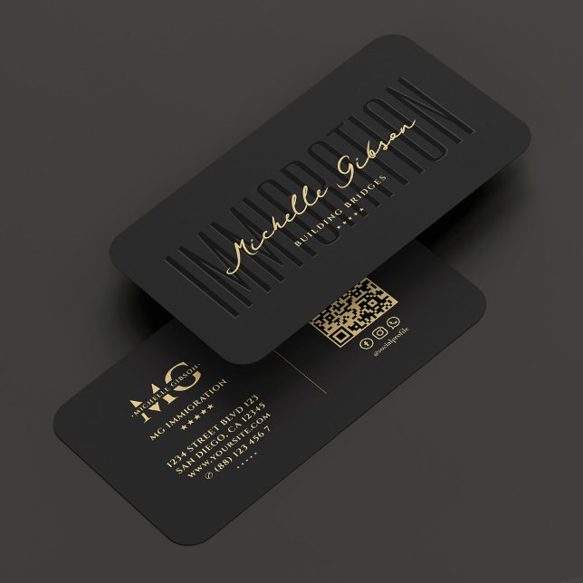 Carte De Visite Elégant Conseil Professionnel en Immigration Noir (Elegant Professional Immigration Consulting Black Business Card
)