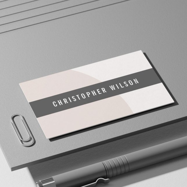 Carte De Visite Élégant Consultant Géométrique Beige Blanc Grey (Créateur téléchargé)
