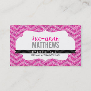 Carte De Visite ELEGANT cool chevron motif parties scintillant ros