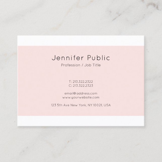 Carte De Visite Elégant Couleur Rose Créatif Simple Plat tendance (Devant)