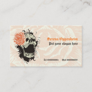 Carte De Visite Elégant crâne gothique grunge & orange rose person