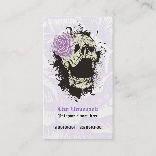 Carte De Visite Elégant crâne gothique grunge & violet rose person (Devant)