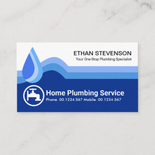 Carte De Visite Élégant Creative Blue Flood Water Waves Plumbing