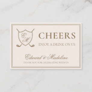Carte De Visite Élégant Crest Monogram Golf Mariage Boire billet