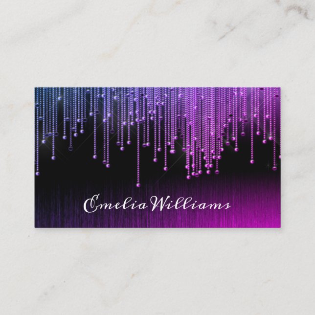 Carte De Visite Élégant cristal de cristal pourpre Rhinestone noir (Devant)