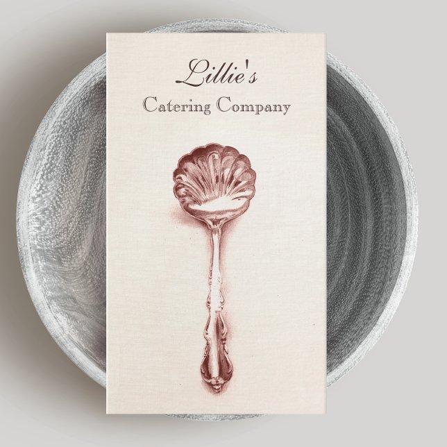 Carte De Visite Elégant cuisine Chef personnel Cuillère Vintage (Créateur téléchargé)