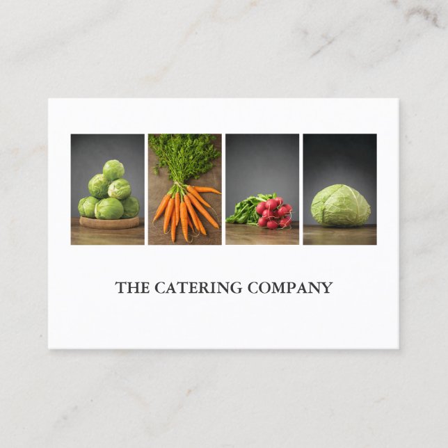 Carte De Visite Elégant Cuisine de légumes blancs (Devant)