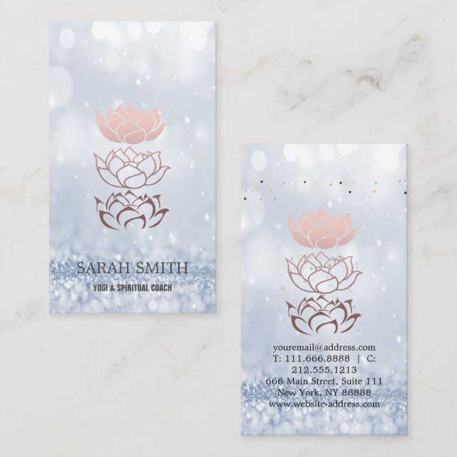 Carte De Visite Élégant Cute Elegant Bokeh Diamonds Lotus (Devant / Derrière)