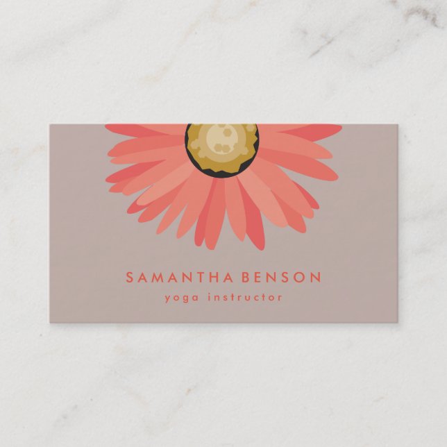 Carte De Visite Élégant Daisy Flower Logo Yoga (Devant)