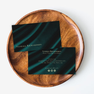 Carte De Visite Élégant Dark Turquoise Satin Professionnel Médias 
