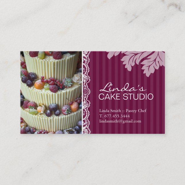 CARTE DE VISITE ÉLÉGANT DE BOULANGERIE DU GÂTEAU (Devant)