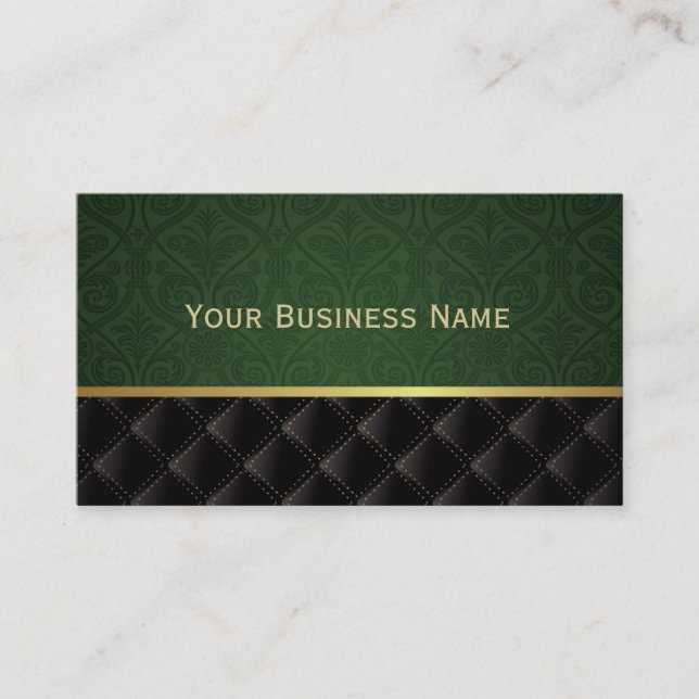 Carte de visite élégant de damassé de Forest Green (Devant)