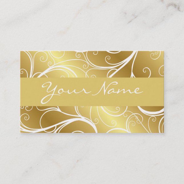 Carte de visite élégant de défilement Gold Foil (Devant)