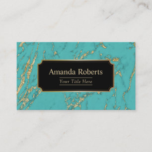 Carte De Visite Élégant de marbre moderne de turquoise et d'or