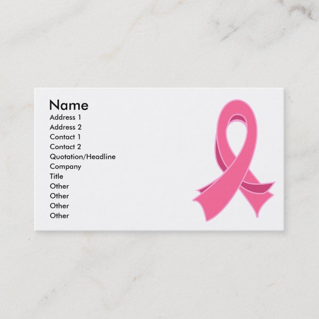 Carte de visite élégant de ruban de cancer du sein (Devant)