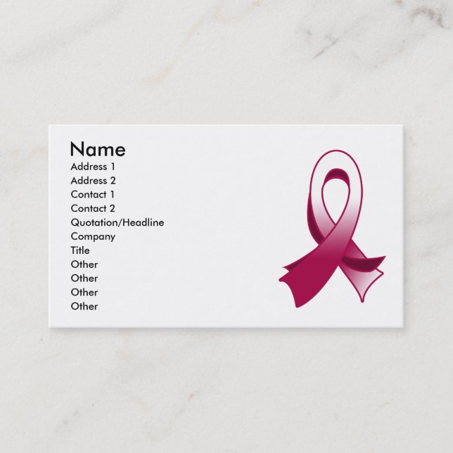 Carte de visite élégant de ruban de Cancer princip (Devant)