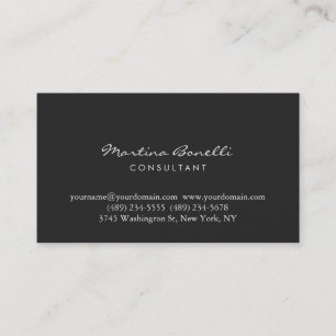 Carte de visite élégant de script gris foncé
