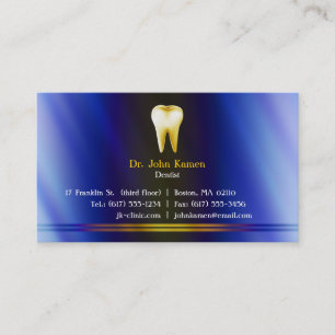 Carte De Visite Elégant Dental Blue Gold