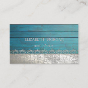 Carte De Visite Élégant dentelle stylée, texture bois