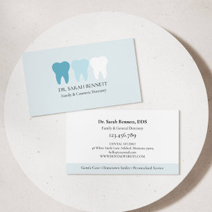 Carte De Visite Élégant dentiste bleu clair professionnel