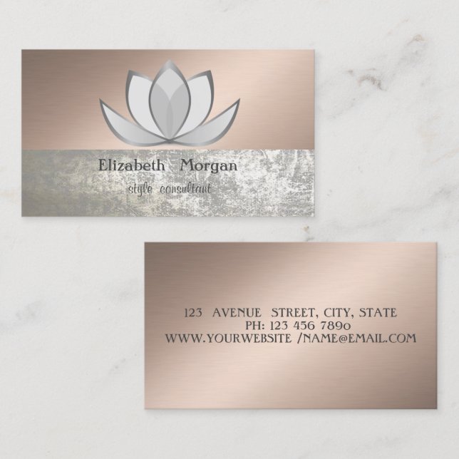 Carte De Visite Élégant Design Chic Professionnel Lotus Business C (Devant / Derrière)