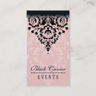 CARTE DE VISITE élégant design damask rose noir