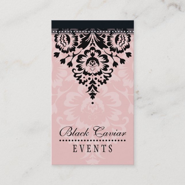 CARTE DE VISITE élégant design damask rose noir (Devant)