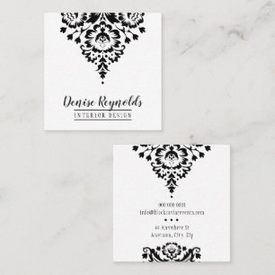 CARTE DE VISITE élégant design damassé noir blanc