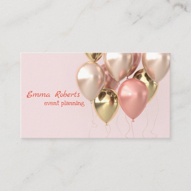 Carte De Visite Élégant design de ballons roses (Devant)