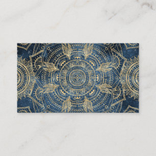 Carte De Visite Elégant design de l'or de Mandala Blue Whimsy