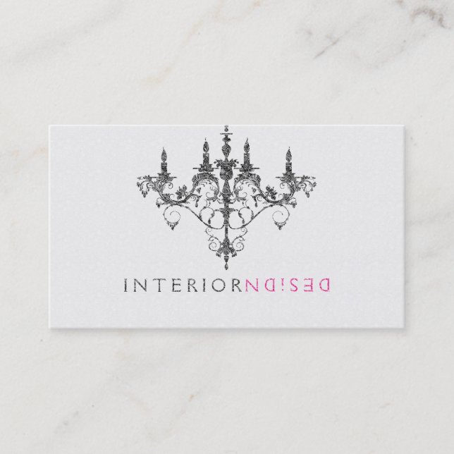 Carte De Visite Élégant Design d'intérieur de lustre blanc et noir (Devant)