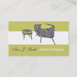 Carte De Visite Élégant Design d'intérieur vert de pois Motif m