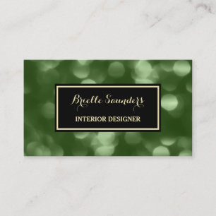 Carte De Visite Elégant Design d'intérieur Vert glamour Luxe Bokeh