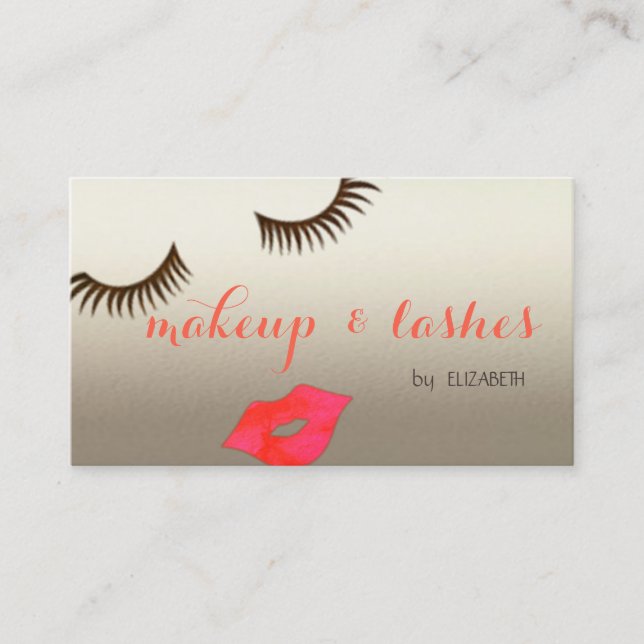 Carte De Visite Élégant Design Moderne Brillant, Lèvres, Lashes, M (Devant)