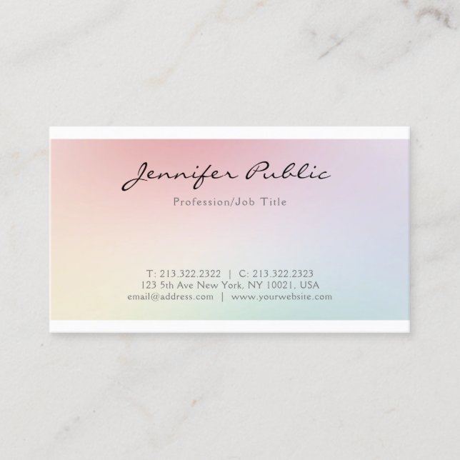 Carte De Visite Élégant design moderne chic tendance professionnel (Devant)